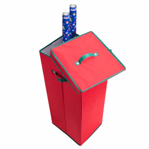 Wrapping Paper Storage Box with Lid Holds 20 Rolls 30 Inches Tall Organizer Perspective: right