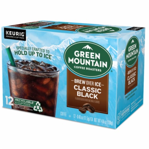Green Mountain Coffee Roasters® Brew Over Ice Classic Black Medium Roast  K-Cup Iced Coffee Pods Perspective: right