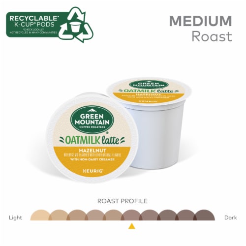Green Mountain Coffee Roasters One Step Hazelnut Oatmilk Latte Medium Roast K-Cup Coffee Pods Perspective: right