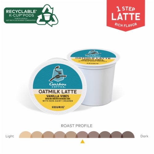 Caribou Coffee One Step Vanilla Vibes Oatmilk Latte Medium Roast K-Cup Coffee Pods Perspective: right