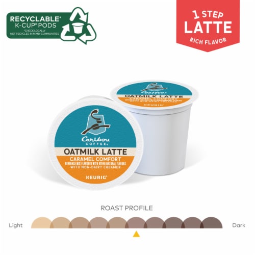 Caribou Coffee One Step Caramel Comfort Oatmilk Latte Medium Roast K-Cup Coffee Pods Perspective: right