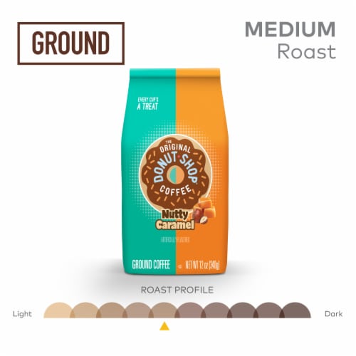 The Original Donut Shop Coffee Nutty Caramel Medium Roast Flavored Ground Coffee Bag Perspective: right