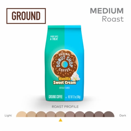 The Original Donut Shop Coffee Vanilla Sweet Cream Medium Roast Flavored Ground Coffee Bag Perspective: right