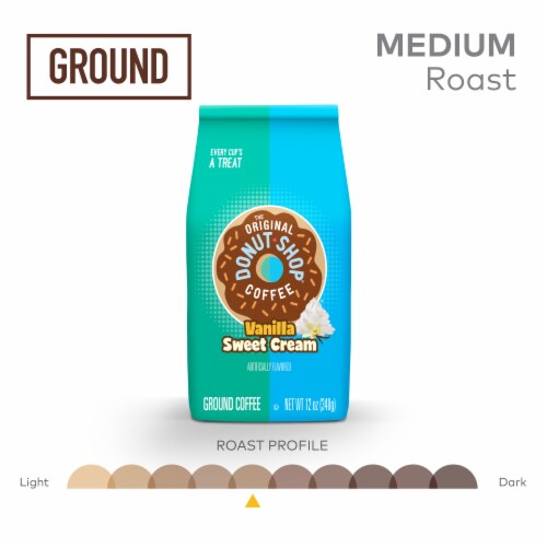 The Original Donut Shop Coffee Vanilla Sweet Cream Medium Roast Flavored Ground Coffee Bag Perspective: right