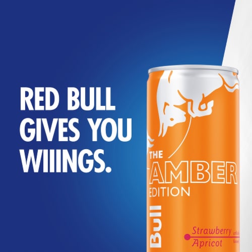Red Bull® Amber Edition Strawberry Apricot Energy Drink Can Perspective: right