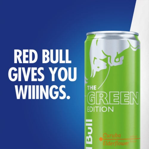 Red Bull Green Edition Curuba Elderflower Energy Drink Cans Perspective: right