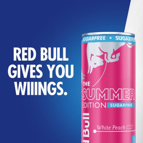Red Bull Summer Edition Sugarfree Energy Drink White Peach Multipack Perspective: right