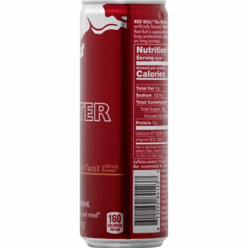 Red Bull® Winter Edition Plum Twist Energy Drink Can Perspective: right