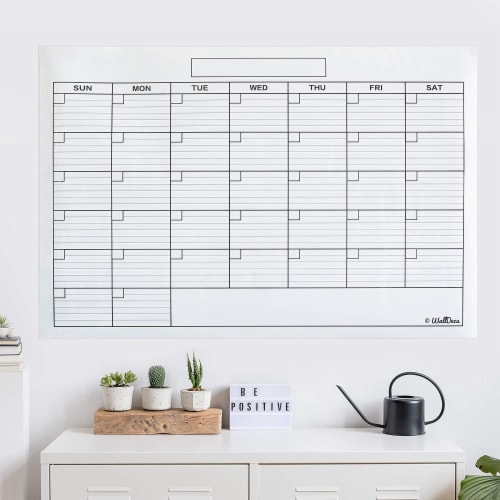 WallDeca Monthly Dry Erase Wall Calendar Planner Whiteboard: Wipe Off Erasable Calendar Perspective: right