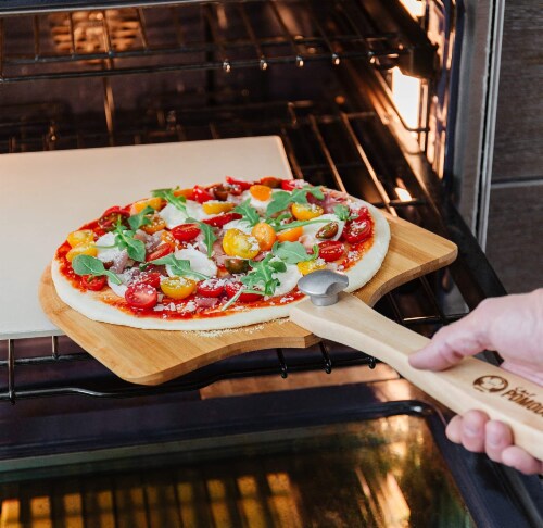 Chef Pomodoro Bamboo Pizza Paddle with Foldable Wood Handle for Easy Storage Perspective: right
