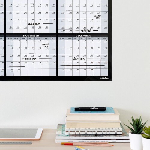 Large Annual Erasable Laminated Wall Calendar, 24 x 36 Inch, 2Sided