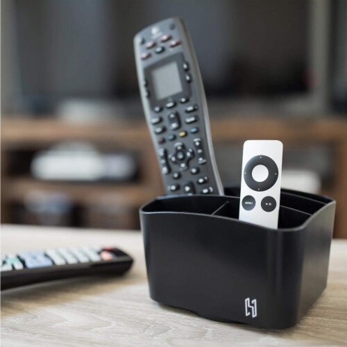 Remote Control Organizer Holder, Controller TV Guide, 5 Spacious Compartments, Black Perspective: right