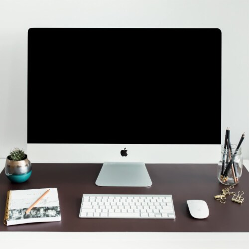 ZBRANDS // Brown Artificial Leather Desk Mat Pad Blotter Protector (36  x 20 ) Perspective: right