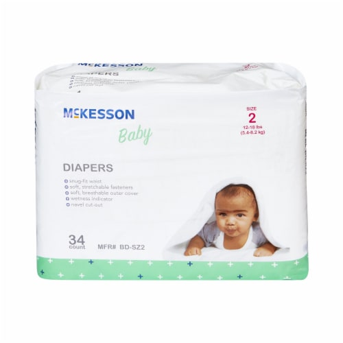McKesson Baby Baby Diaper Size 2, 12 to 18 lbs. BD-SZ2, 34 Ct Perspective: right