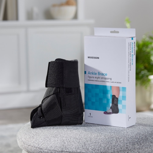 McKesson Black Ankle Brace X-Large 14-15 Ankle Circumf. Lace-Up for the Foot 155-81-97048 Perspective: right
