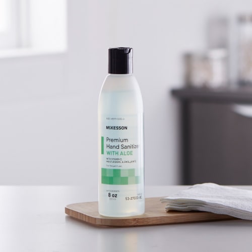 McKesson Premium Ethyl Alcohol Spring Water Scent Hand Sanitizer with Aloe 8 oz. Bottle 1 Ct Perspective: right