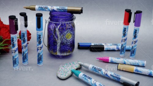 Pintar Oil Based Paint Markers - 24 Pack with 20 (5 mm Tips) & 4 (1 mm Tips) Perspective: right