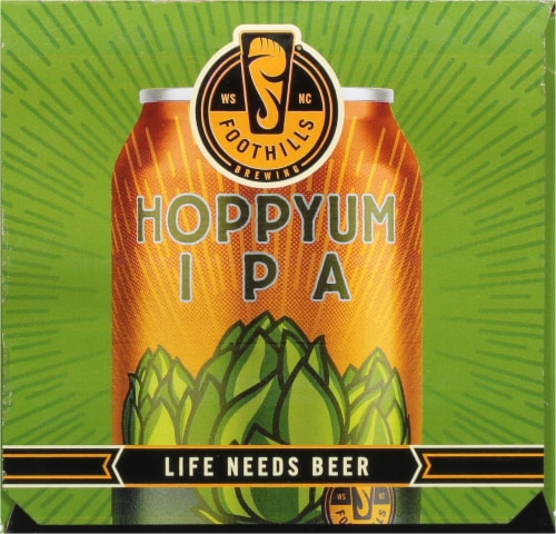 Foothills Brewing Hoppyum IPA 4 Beer Cans Perspective: right