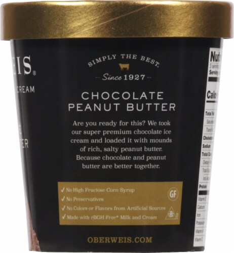 Oberweis® Chocolate Peanut Butter Ice Cream Pint Perspective: right
