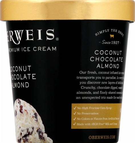 Oberweis® Coconut Chocolate Almond Ice Cream Pint Perspective: right
