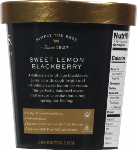 Oberweis® Sweet Lemon Blackberry Super Premium Ice Cream Perspective: right