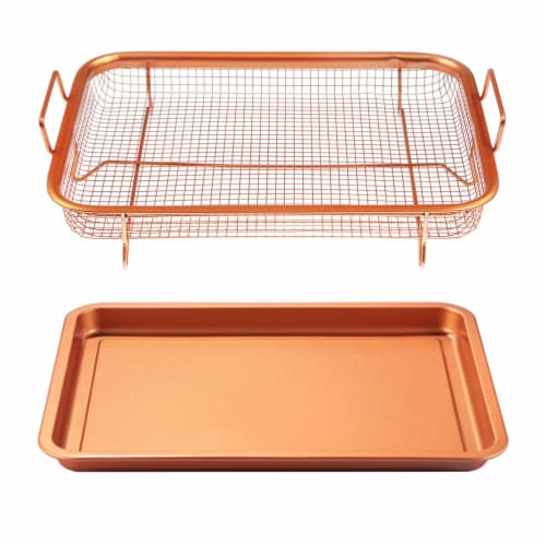 SKUSHOPS Crisper Tray Set Non Stick Cookie Sheet Tray Air Fry Pan Grill  Basket Oven Dishwasher