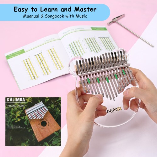 Kalimba, FIXM 17 Keys Thumb Piano Transparent Acrylic Material with Carry Bag, Tuning Hammer Perspective: right