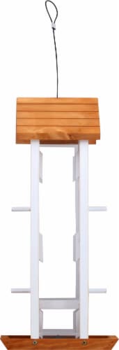 Stokes Select Wood Tower Bird Feeder - White/Brown Perspective: right