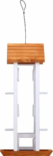 Stokes Select Wood Tower Bird Feeder - White/Brown Perspective: right
