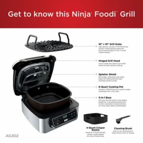 Ninia Foodi Smart 5 in 1 Indoor Grill with 4gt Air Fryer Black