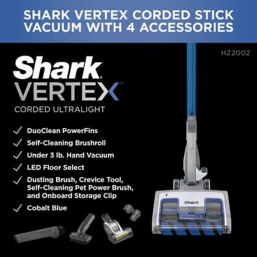 Shark® Vertex™ UltraLight™ DuoClean® PowerFins Corded Stick Vacuum w/ Self-Cleaning Brushroll Perspective: right