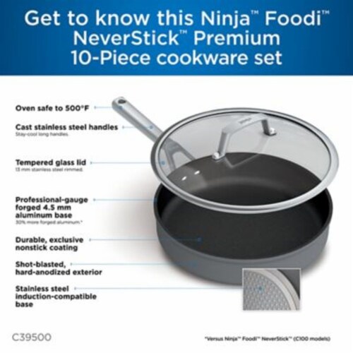 Ninja Foodi NeverStick Stainless Steel Oven Safe 8 and 10.25 Fry Pan Set  