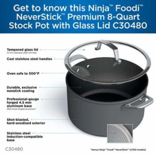 Ninja - Foodi NeverStick Premium 8-Quart Stock Pot with Glass