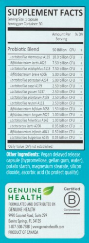 Genuine Health Advanced Gut Health Probiotic Daily Care Capsules Perspective: right