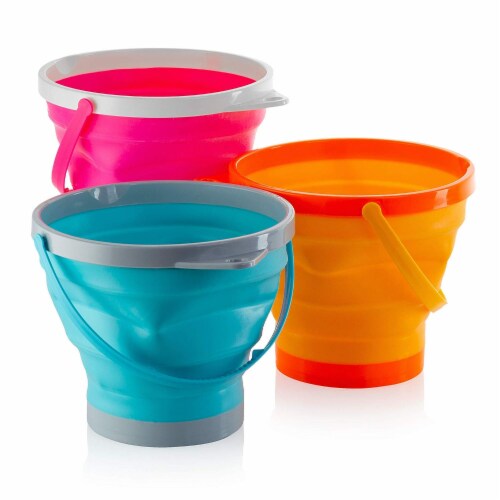 Top Race Foldable Pail Bucket Set of 3, 1/2 Gallons (2 Liters) Perspective: right
