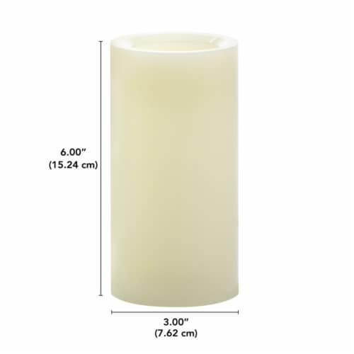 Inglow Flameless Real Wax LED Pillar Candle Cream, 3 x 6 in King