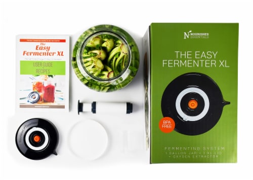 Nourished Essentials 1 Gallon Fermentation Jar Set - 1 XL Lid & 1 Jar, Pump & Recipe Guide Perspective: right