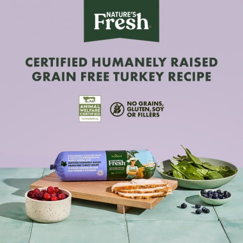 Freshpet Healthy & Natural Dog Food, Fresh Certified Humanely Raised Grain Free Turkey Dog Food Roll Perspective: right