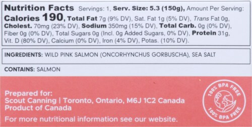 Scout Skinless & Boneless Wild Pink Salmon Perspective: right