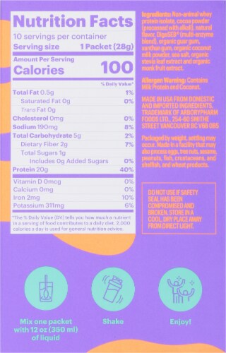 Natreve MOOLESS Chocolate Fudge Brownie Whey Protein Powder Perspective: right