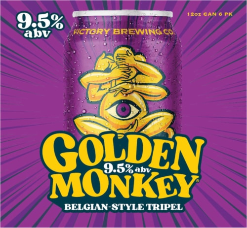 Victory Brewing Company Golden Monkey Belgian-Style Tripel Ale Beer 6 Cans Perspective: right