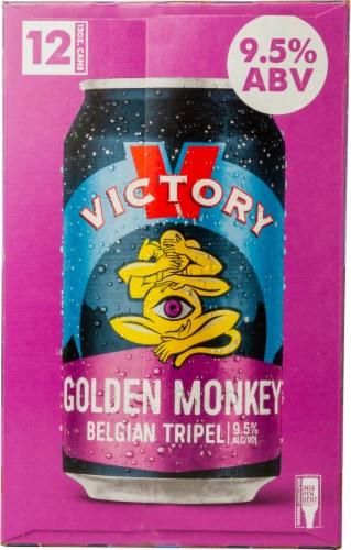 Victory Brewing Company® Golden Monkey® Belgian Style Tripel Ale Beer Cans Perspective: right