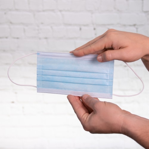 EcoPure Sanitary Face Masks | Disposable 3-Ply Layer Breathable Comfortable Face Masks Perspective: right