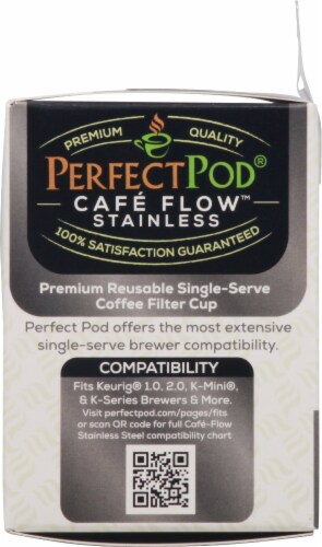 Perfect Pod® Cafe Flow™ Stainless Steel Reusable Single-Serve Coffee Filter Perspective: right