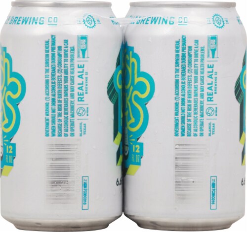 Real Ale Fresh Kicks Hazy IPA Craft Beer 6 cans / 12 fl oz Perspective: right