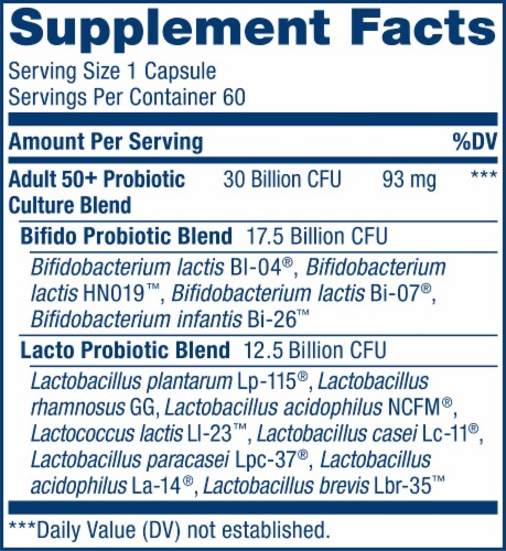 Renew Life Probiotic Adult 50 Plus Daily Supplement Capsules Perspective: right