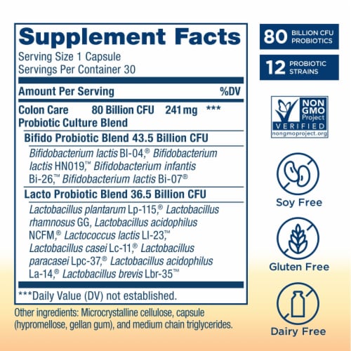 Renew Life Probiotic Colon Care Probiotic Capsules Perspective: right