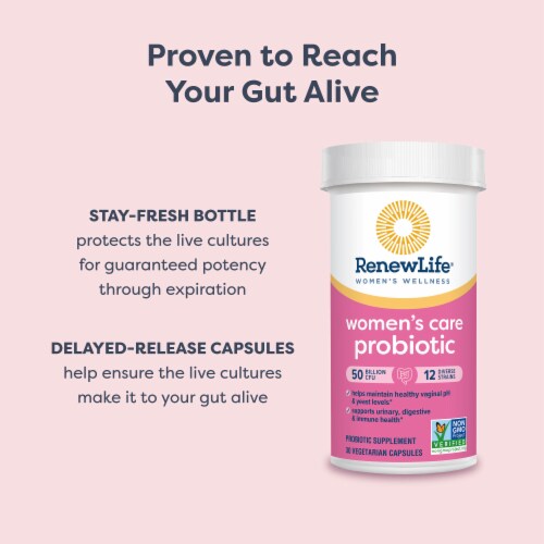 Renew Life Women's Care Health & Wellness Probiotic Capsules Perspective: right