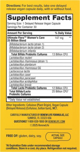 RenewLife Ultimate Flora Vegetarian Capsules Women's Care Probiotic 30 ea Perspective: right