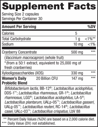 Renew Life Womens Daily with Cranberry Prebiotics & Probiotics Vegetarian Capsules Perspective: right